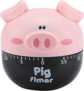 Cute Cartoon Pig Shaped Mechanical Timer, Kitchen Cooking Timer Countdown Alarm Clock for Baking Cooking, Kitchen Timing Device Home Decor