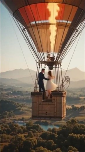 couple dancing on a hot air balloon