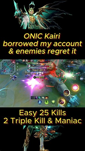 ONIC Kairi borrowed my account and enemies regret it | Easy 2 Triple Kill & Maniac #mlbb #granger
