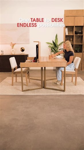 Transformer Table on Instagram: "The Transformer Table to Desk is your all-in-one workstation and dining table, ready for any occasion at home. It’s where work meets dinner in the most stylish way!#transformertable #furniture #table #home #furnituredesign #diningroom #desksetup"