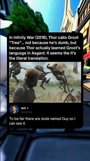 Thor introduced Groot as "Tree"