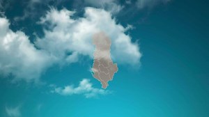 Download albania country map with zoom in Realistic Clouds Fly Through. camera zoom in sky effect on albania map. Background Suitable for Corporate Intros, Tourism, Presentations. for free