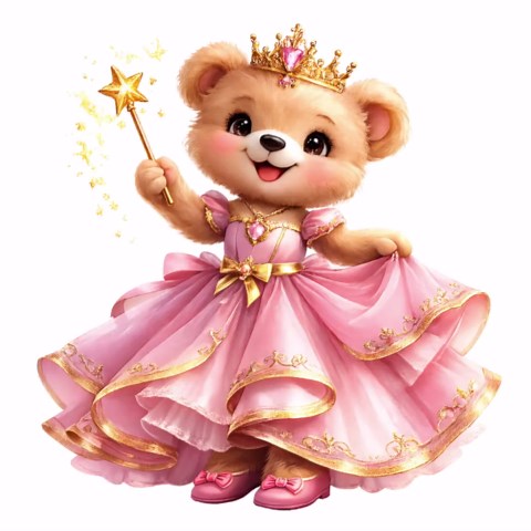 Princess Teddy Bear Clipart, Watercolor Pink Crown Bear Girl (digital Download) - Etsy