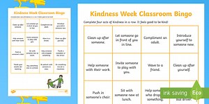 Kindness Week Classroom Bingo Activity