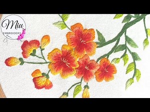 Needle Painting Embroidery Tutorial - Trumpet Vine