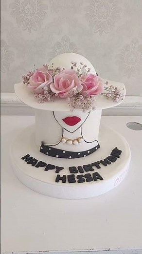 Elegant Lady Hat Cake with Roses | Birthday Cake Design 🎉#cake #lady #artist