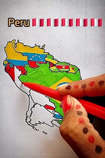 How to Draw Flag Map of Peru 🇵🇪 #peru #flag #map #drawing