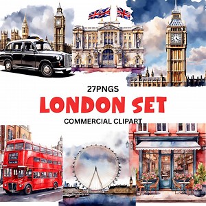 London Clipart Bundle PNG – London Skyline Clip Art, Big Ben Illustration, UK Travel Graphics, Commercial Use Digital Download - Etsy France