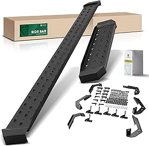 YHTAUTO 6.5" Running Boards Side Steps Fit Dodge Sprinter/Freightliner Sprinter 2500/3500 & Mercedes-Benz Sprinter 1500/2500/3500, Full-Size Van, Carbon Steel Black Powder, Cab Side Step Rails