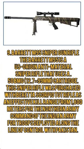 9. Barrett M95 Sniper GUN rifle that uses a .50 BMG (12.7×99mm) #gündem #military #gundam #army