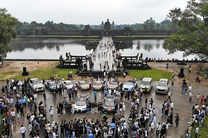 Angkor temple complex plays host to international luxury car rally