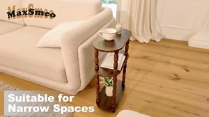 MaxSmeo Narrow End Table, Small Narrow Side Table for Small Space, 3-Tier Skinny End Table Nightstand for Bedroom, Living Room and Office (Natural)