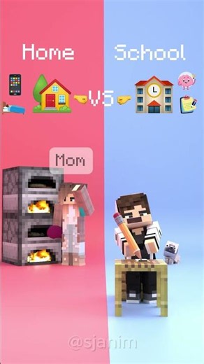 School vs Home 😁- MAIZEN Minecraft Animation #minecraft
