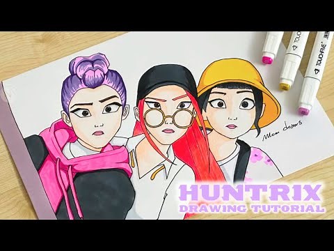 How to draw KPop Demon Hunters / How to draw Huntrix together