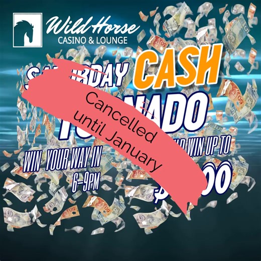The CASH TORNADO has tamed down for the time being. It will be back and just as crazy in the New Year. Until then make sure to come out for our New Years Eve Party at the Wild Horse Casino & Lounge. | Wild Horse Casino & Lounge | Facebook
