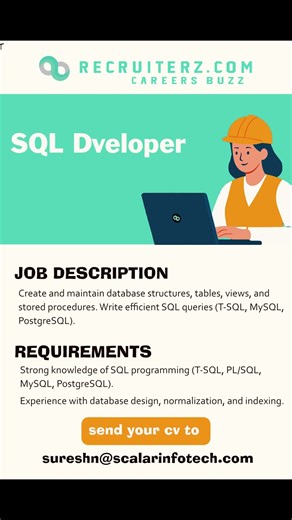 SQL Developer Job Opening #job #opening #softwaredeveloper #jobsearch #sqldeveloper