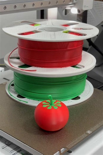 Who wouldn’t want a bite?🍅 Be honest…you would,right? Filament: MarsWork PLA Basic-Red and Green #MarsWork #3dprinting #filament #fyp #bambulaba1