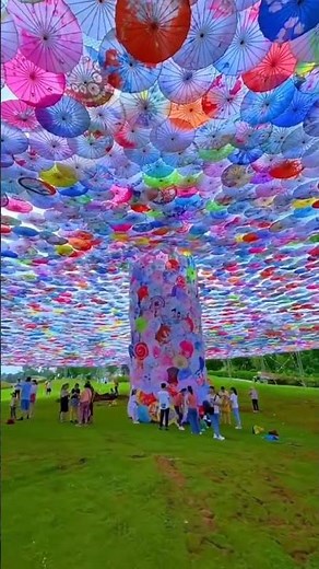Colourful umbrella art installation