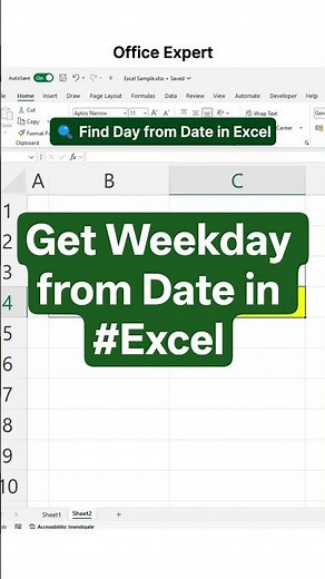 How to Show Weekday from Date in #Excel