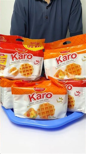 bánh karo này mua cho cả nhà ăn sáng hay ăn bữa xế tiện mà ngon lắm nè #unboxing #mukbang