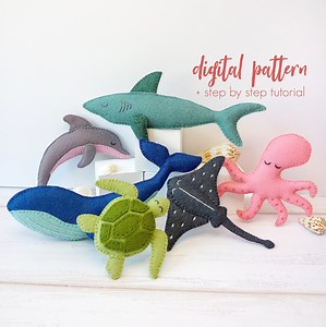 Felt Ocean Animal Patterns PDF & SVG, Sea Creatures Digital Download, Felt Baby Mobile Pattern, Sea Life Sewing Pattern, Embroidered Animals - Etsy