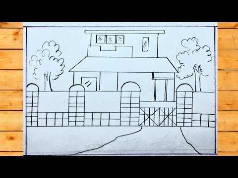 How to draw a building with pencil/Easy drawing for tutorial