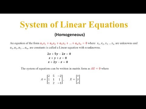 System of Linear Equations (Homogeneous)