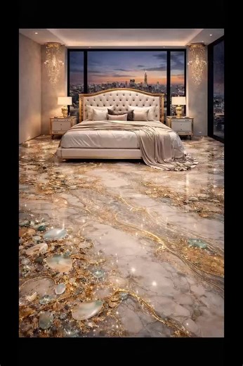 Stunning Epoxy Floor Design with Gold and Jewels