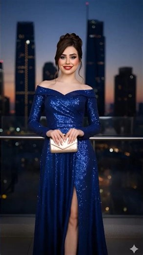 Royal Blue Sequin Mermaid Glow 💙 Off-Shoulder High Slit Prom Gown 2025
