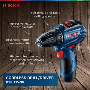 If you've been looking for a drill with high-end features that you can use for screwdriving and drilling, then GSR 12V-30 and GSB 12V-30 is the drill for you. With a brushless motor for longer tool life, as well as its high torque and rapid drilling speeds, you can expect fast and efficient performance! Find out more about these impressive drills at GSR 12V-30: https://bit.ly/3dXY2gG GSB 12V-30: https://bit.ly/3nug2lW #Bosch #BoschSG #BoschPowerTools #CordlessDrill | Bosch Professional Power Too