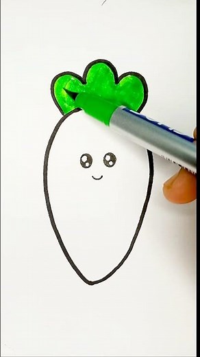 Easy Cute Carrot Drawing for Kids | Step by Step