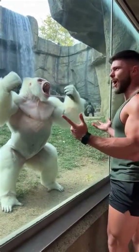 🔥🔥💪Albino Gorilla Challenges Bodybuilder in Epic Zoo Showdown