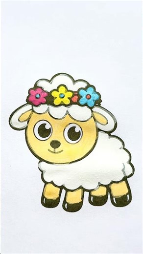 Cute lamb 🐑✨🥰, Coloring for kids, Drawing for kids #art #coloring #cute #drawing #lamb #animals