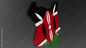 Kenya map 3d. 3d map of Kenya. Stock Video