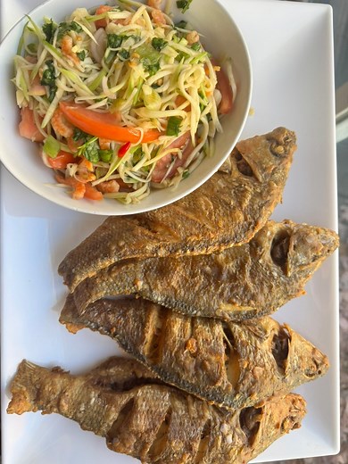 143K views · 8.3K reactions | Fried white Perch fish with Cambodian mango salad #Salad #cooking #fyp #seafood #friedfish #fish #recipe #Khmer #Cambodian | Hungry Housewife | Facebook