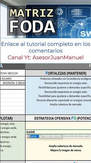 👁 Matriz #FODA con estrategias DEFENSIVAS, OFENSIVAS, MEJORAS y SUPERVIVENCIA |Gestión Estratégica⭐