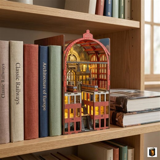 Train Station Cathedral Book Nook Diorama DIY Miniature Library Insert Vintage Architecture Decor Gift