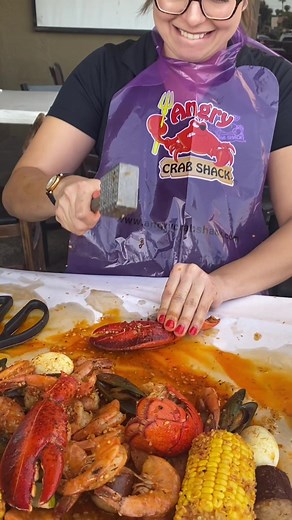 Delicious Lobster Claw Seafood Boil at Angry Crab Shack!