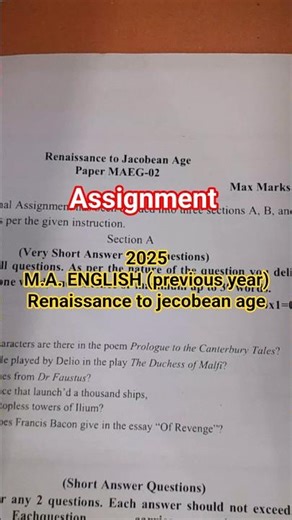 VMOU M.A. ENGLISH ASSINGMENT PREVIOUS