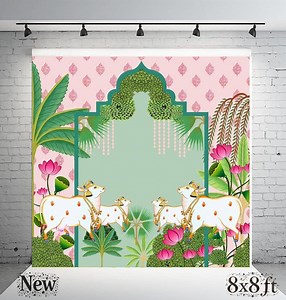 Pink Pichwai Cow Backdrop: 8x8 Ft Satin Pooja Decor Indian Traditional Diwali House Warming Navaratri Gollu Decorations - Etsy