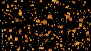 Floating Flying Sky burning flame lanterns Animation Background. Diwali festival, Autumn Chinese festive. Luminous floating lamps night sky. birthday, anniversary, celebration, Holiday, new year, Stock Video