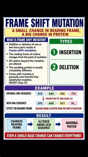 Frame shift mutation for NEET CBSE and other boards