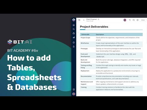 How to Add Tables, Spreadsheets and Databases?