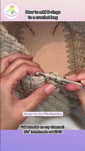 How to add D rings to a crochet bag. LINKS to full tutorial and PDF pattern in description.