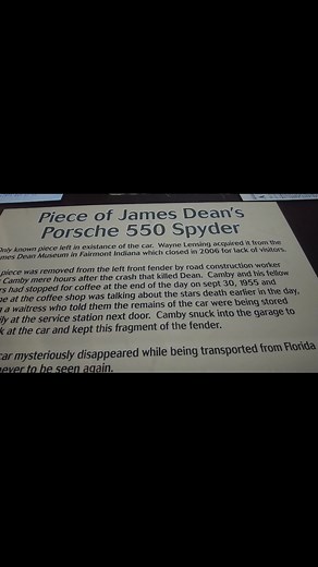 Here is a look at a James Dean section of a Hollywood exhibit at Historic Attractions museum in Roscoe, Illinois. This clip shows several items including one of the only known pieces from the Porsche Spyder that James Dean was driving the day of his tragic deadly car accident in 1955. We will also see a couple wax figures of James Dean, his life mask and his shirt. #jamesdean #hollywood #history #museums | Freyzel Productions