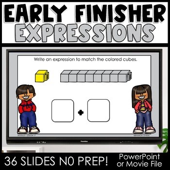 Math Expressions using Pictures Unifix Cubes 1st Grade Early Fast Finisher Bins