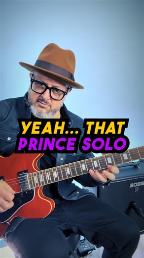 The secret behind that iconic Prince solo is using the open string as part of the line. Over a minor key, the open E works as the fifth, which makes it a strong, neutral note you can lean on. By pulling off and mixing fretted notes with the open string, your solo instantly sounds fluid, fast, and expressive without being complicated. It’s the same concept Prince used live. Simple idea, huge payoff. | Marty Schwartz