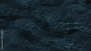 Circles on the water from above, animated background, on the surface of the liquid with diverging rings, vortices and splashes. Circular ripples of water. Rain ripples against the background of a blue