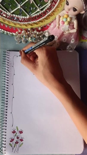 Easy Flower Border for Notes 🌿 | Aesthetic Drawing #shorts