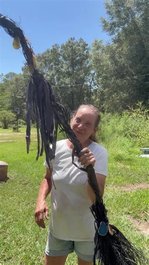 Auction going on now August 28 until 7 PM central time for this broom with old ribbons and agate stones. The broom is made with Huckleberry bush and crêpe myrtle handle. Place your bid in the comments highest bid at 7 PM central time will win this broom, good luck everyone | The Grapevine Lady